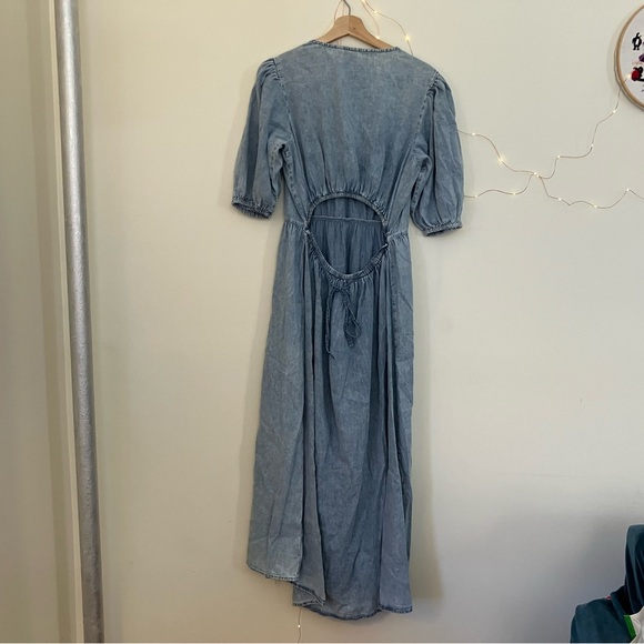 GAP Denim Chambray Blouson Cutout Maxi Dress | L - Picture 3 of 7